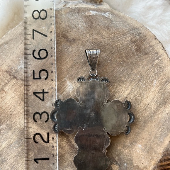 Gorgeous Anthony Sandoval Navajo silver and turquoise large cross - Picture 5 of 7